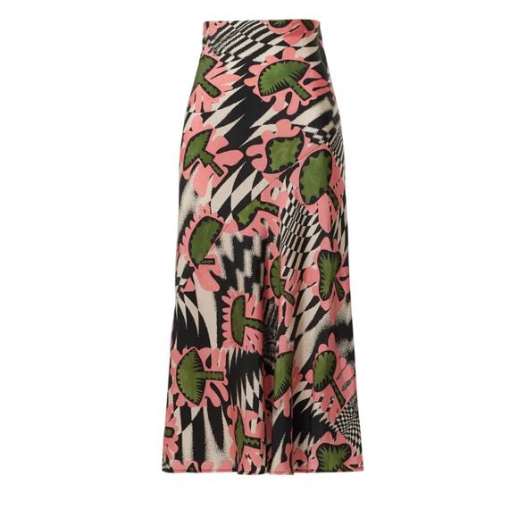 Untitled in Motion Black Bias Cut Midi Skirt LARGE Mushroom Designer Career $262 - Picture 4 of 11